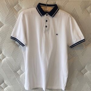 Kenneth Cole New York White Polo Shirt with Navy Accents